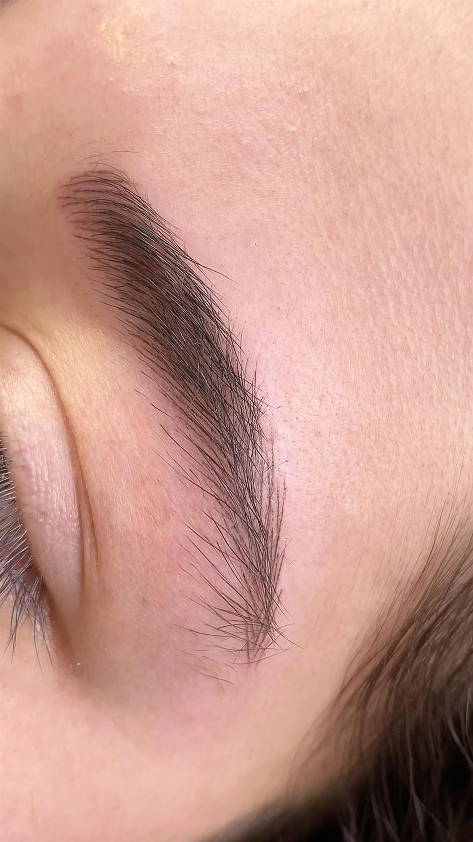 Ceja pelo a pelo en primer plano